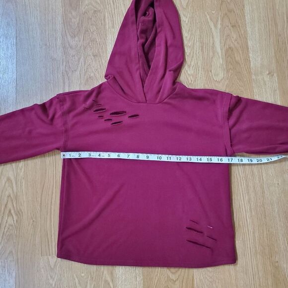 Ten Sixty Sherman Girls: Deconstructed Hoodie - size Medium in Maroon - Picture 8 of 11